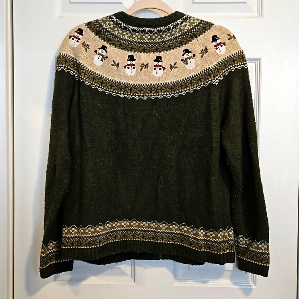 Craft & Barrow, zip-up, snowman sweater.  Size L - Picture 4 of 10